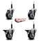 Service Caster 3.5'' Black Poly Wheel Swivel 3/4'' Expanding Stem Caster Set 2 Brakes, 4PK SCC-EX20S3514-PPUB-BLK-2-PLB-2-34 - alternate 5